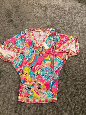 Trina Turk Women's Rashguard in Pink, Blue, Yellow, Green